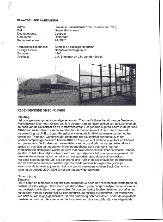 Gemeentelijk monument: redengevende omschrijving van Bureau Monumenten, 2005