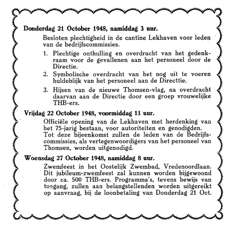 Feestprogramma opening poortgebouw (I), 1948